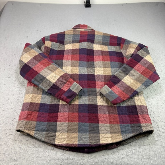 Eddie Bauer Flannel Shirt Mens Large Red‎ Plaid Quilted Shacket Outdoor Lined - Picture 12 of 14